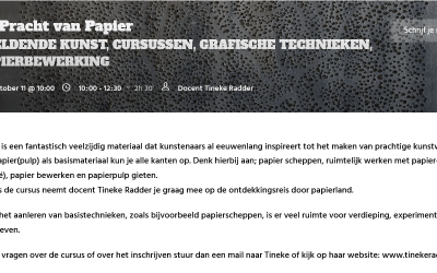 Cursus De pracht van papier bij Kade40 in Vlaardingen
